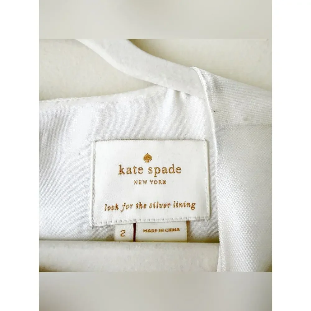 Kate Spade | Swift Mini Cocktail Dress Fit & Flare Satin Ivory Black Size 2